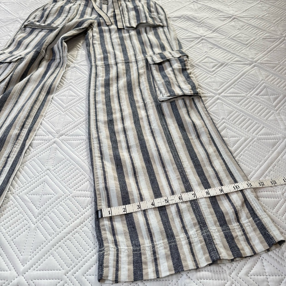 Anthropologie Pilcro Beach Cargo Pants in a striped linen blend Size 26 - Picture 8 of 12